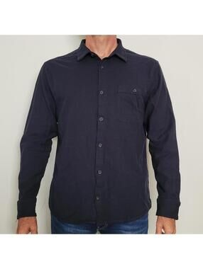 32 Degrees Heat Men’s Large Button Shirt Navy Blue Stretch Casual Lightweight